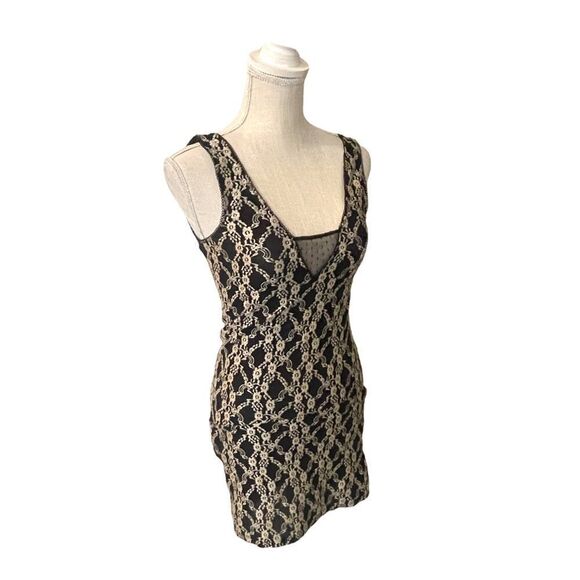 Intimately Free People Black and Gold Lace Embroidered Mini Dress - Picture 5 of 13